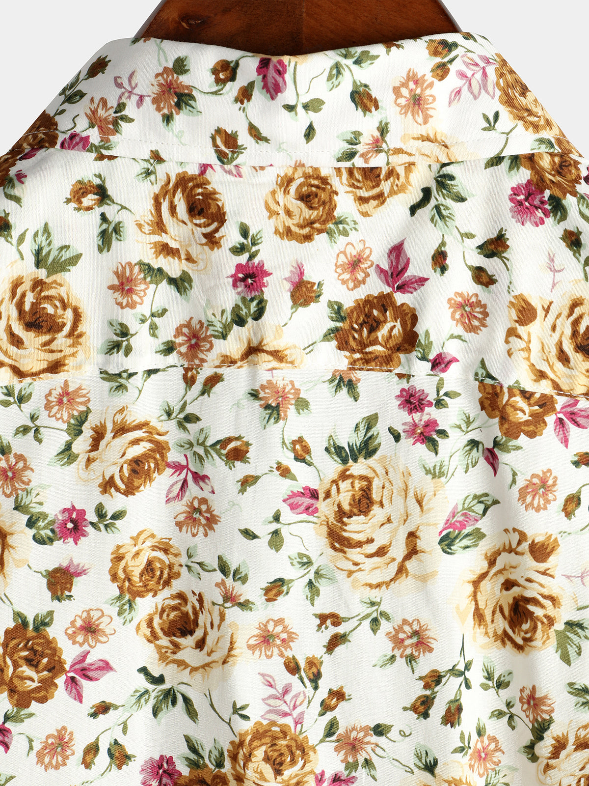 Camisa Rose de algodón Pocket de manga corta para hombre