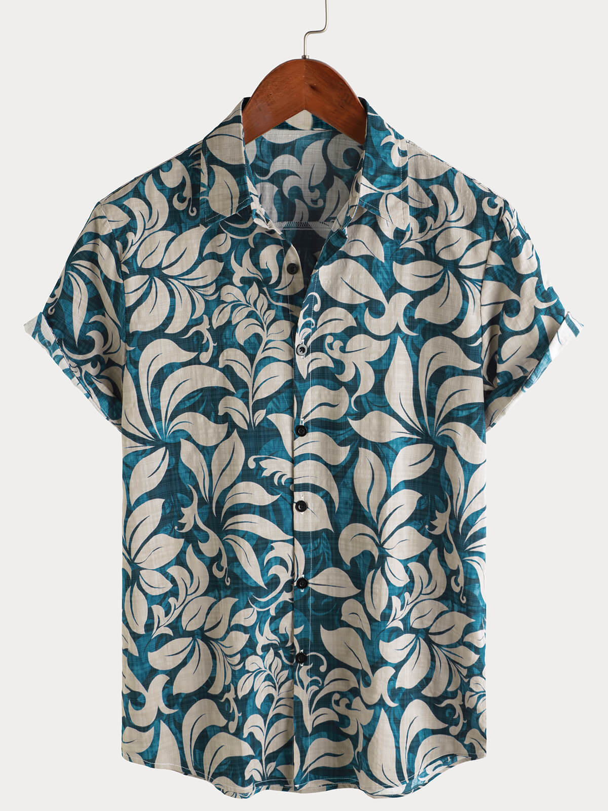 Camisa casual vintage Holiday floral Button Up de manga corta para hombre