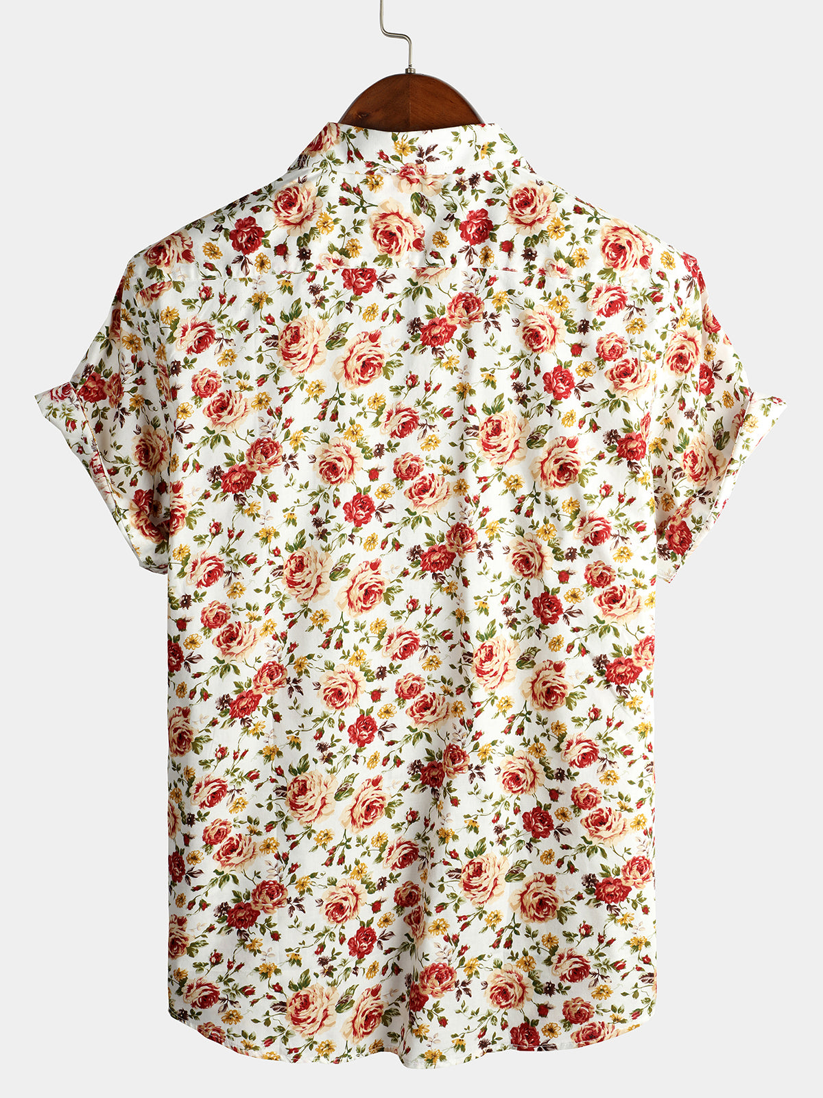 Camisa Rose de algodón Pocket de manga corta para hombre