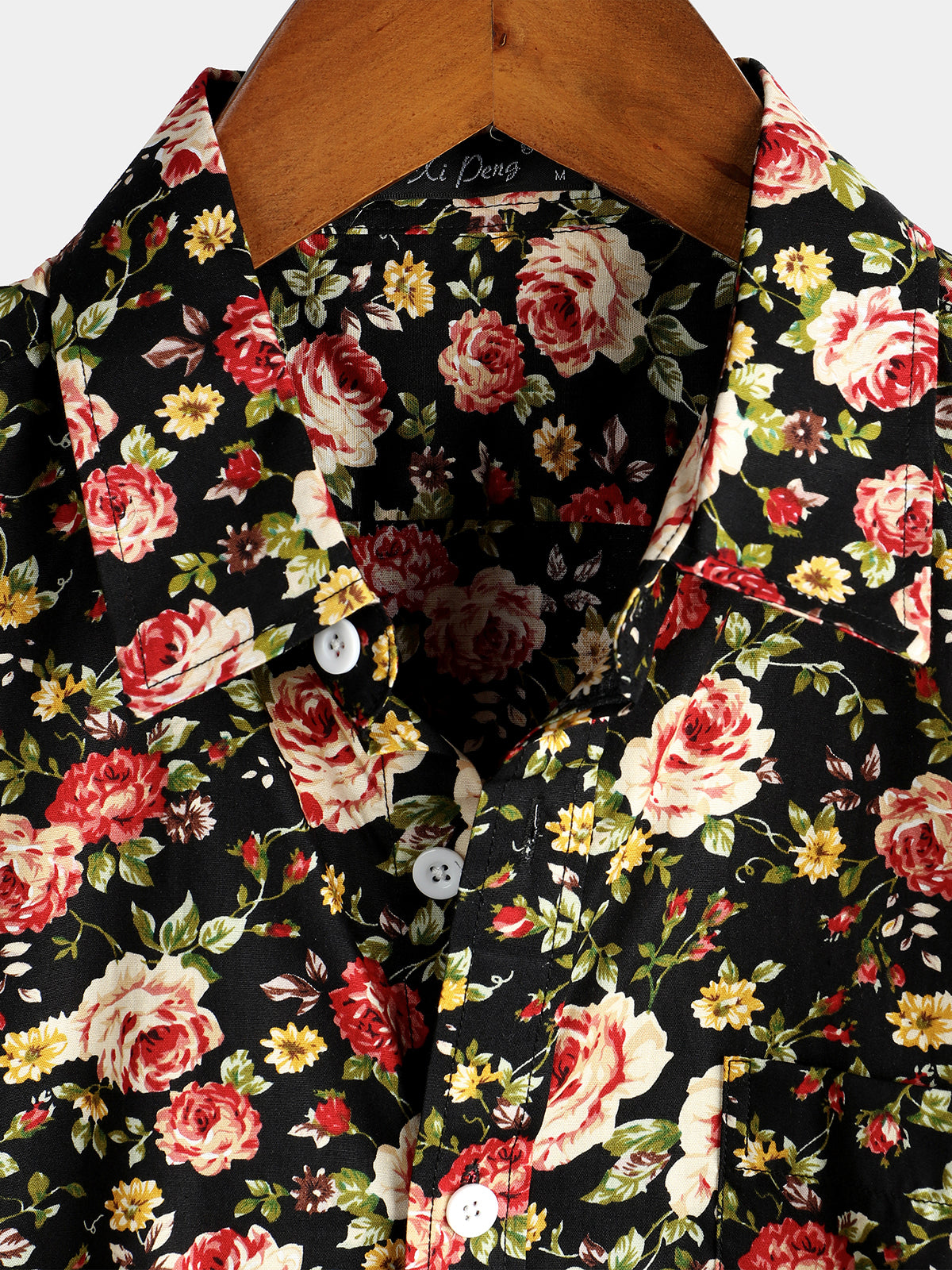 Camisa Rose de algodón Pocket de manga corta para hombre