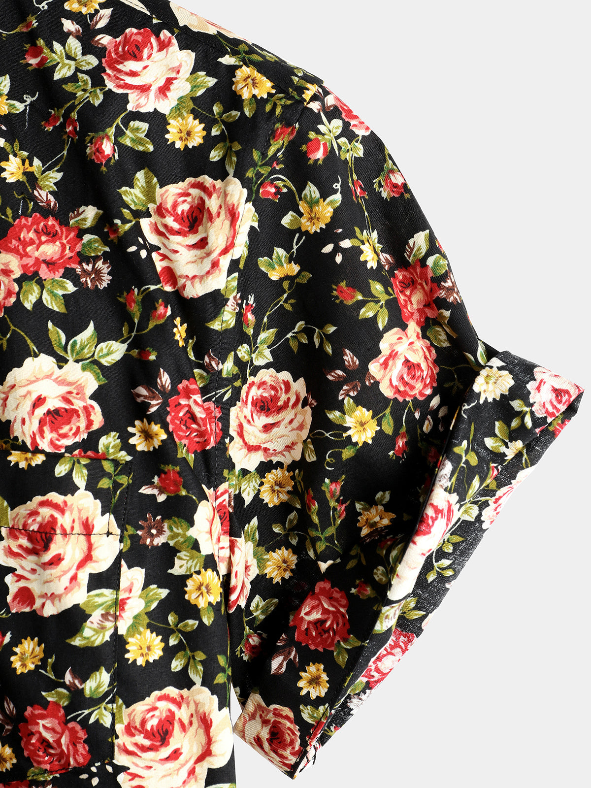 Camisa Rose de algodón Pocket de manga corta para hombre