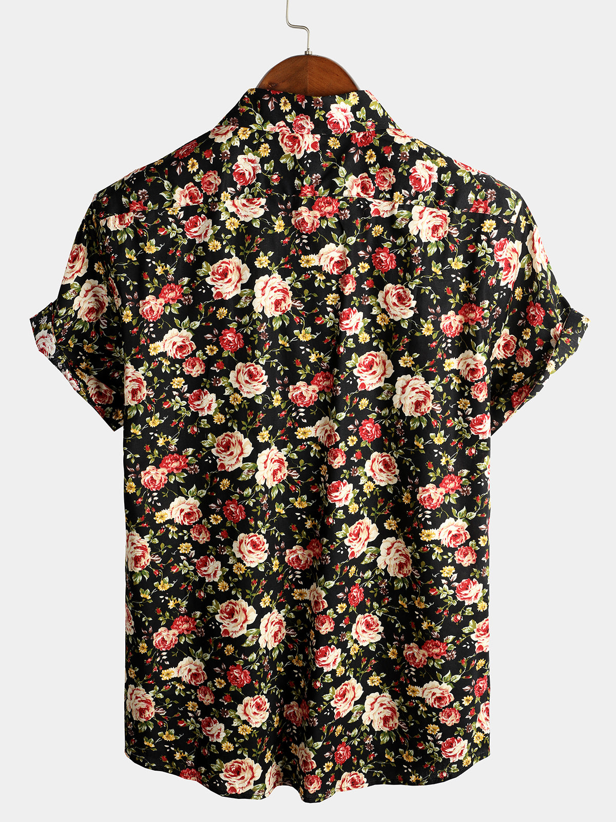 Camisa Rose de algodón Pocket de manga corta para hombre