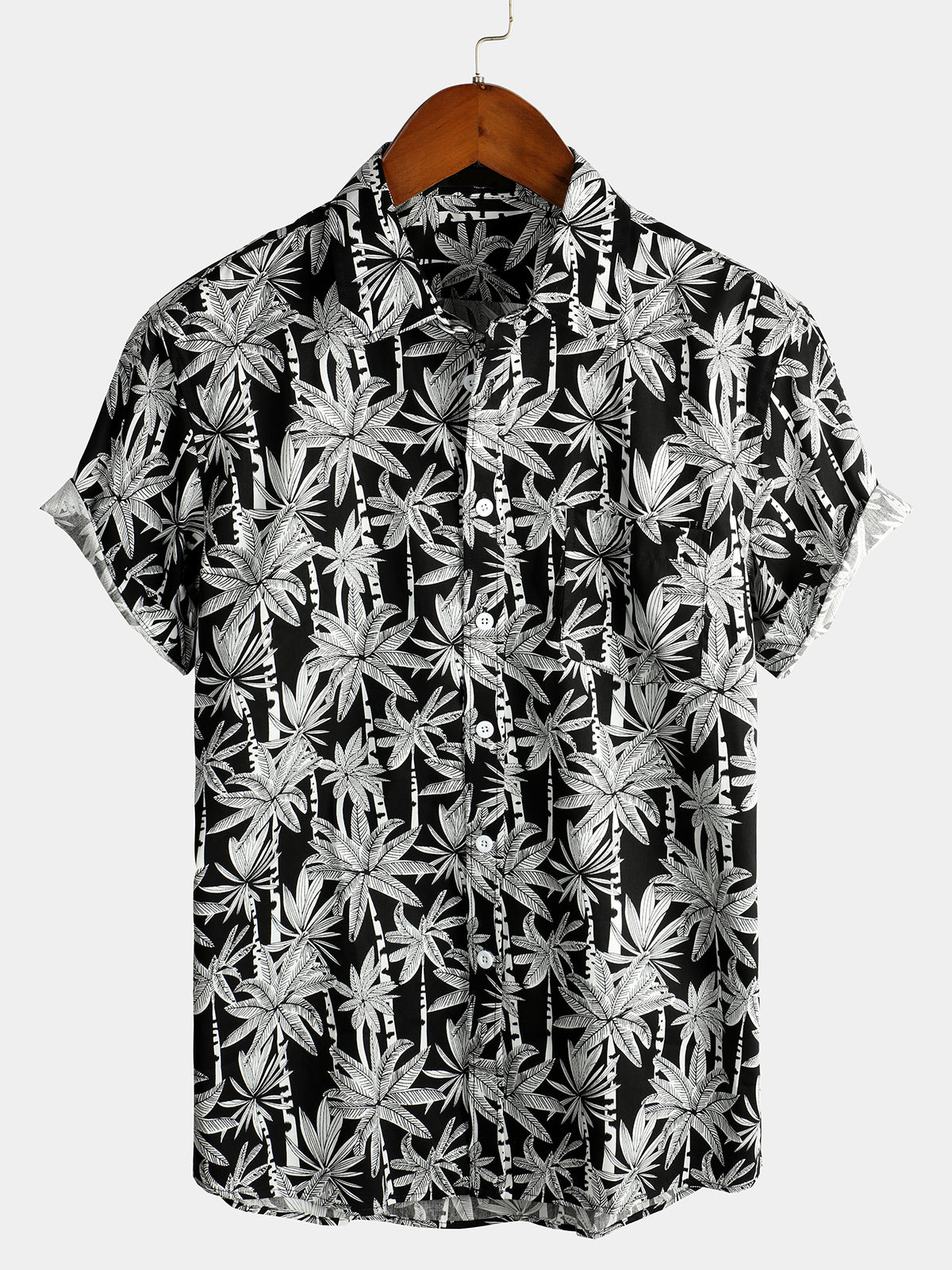 Camisa casual Hawaiian de manga corta de algodón para hombre