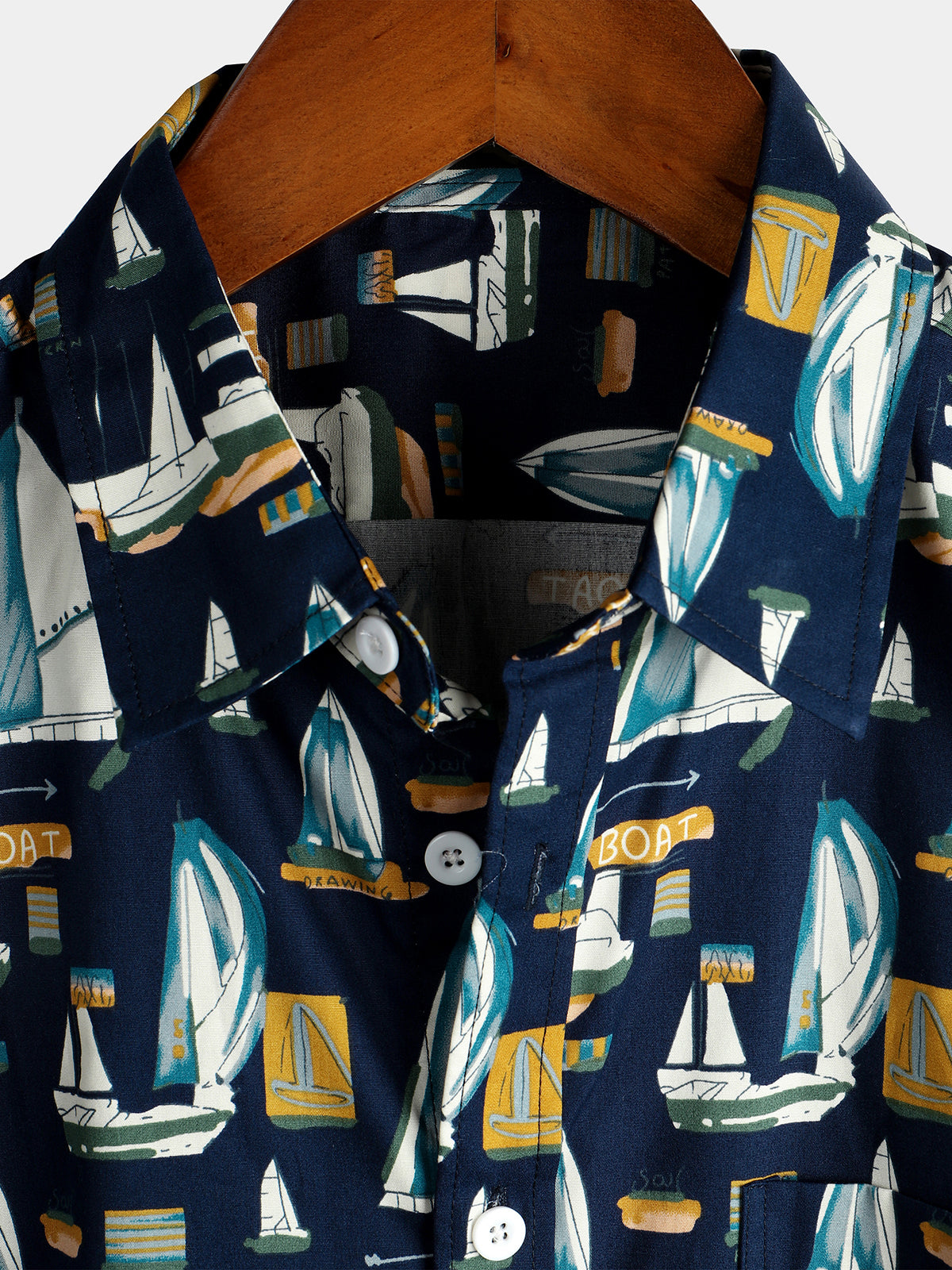 Camisa casual Holiday de algodón Pocket de manga corta para hombre