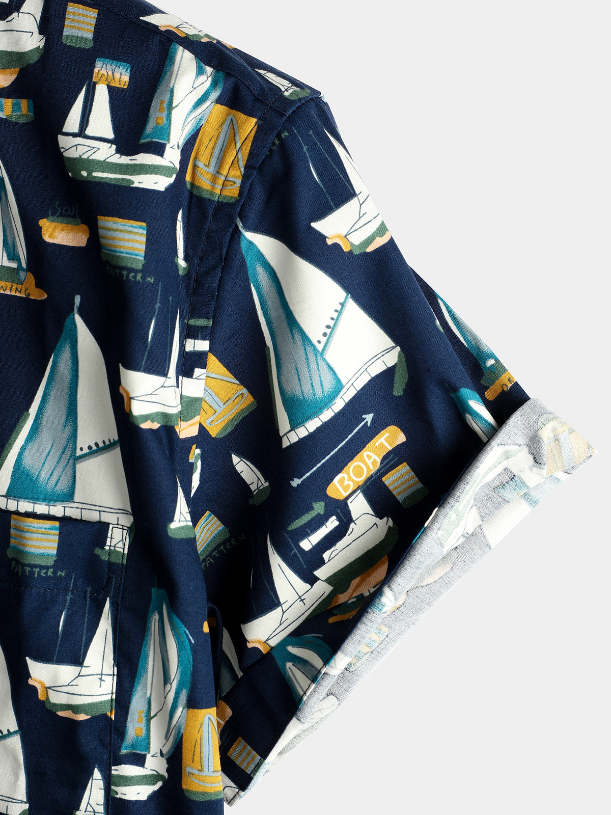 Camisa casual Holiday de algodón Pocket de manga corta para hombre
