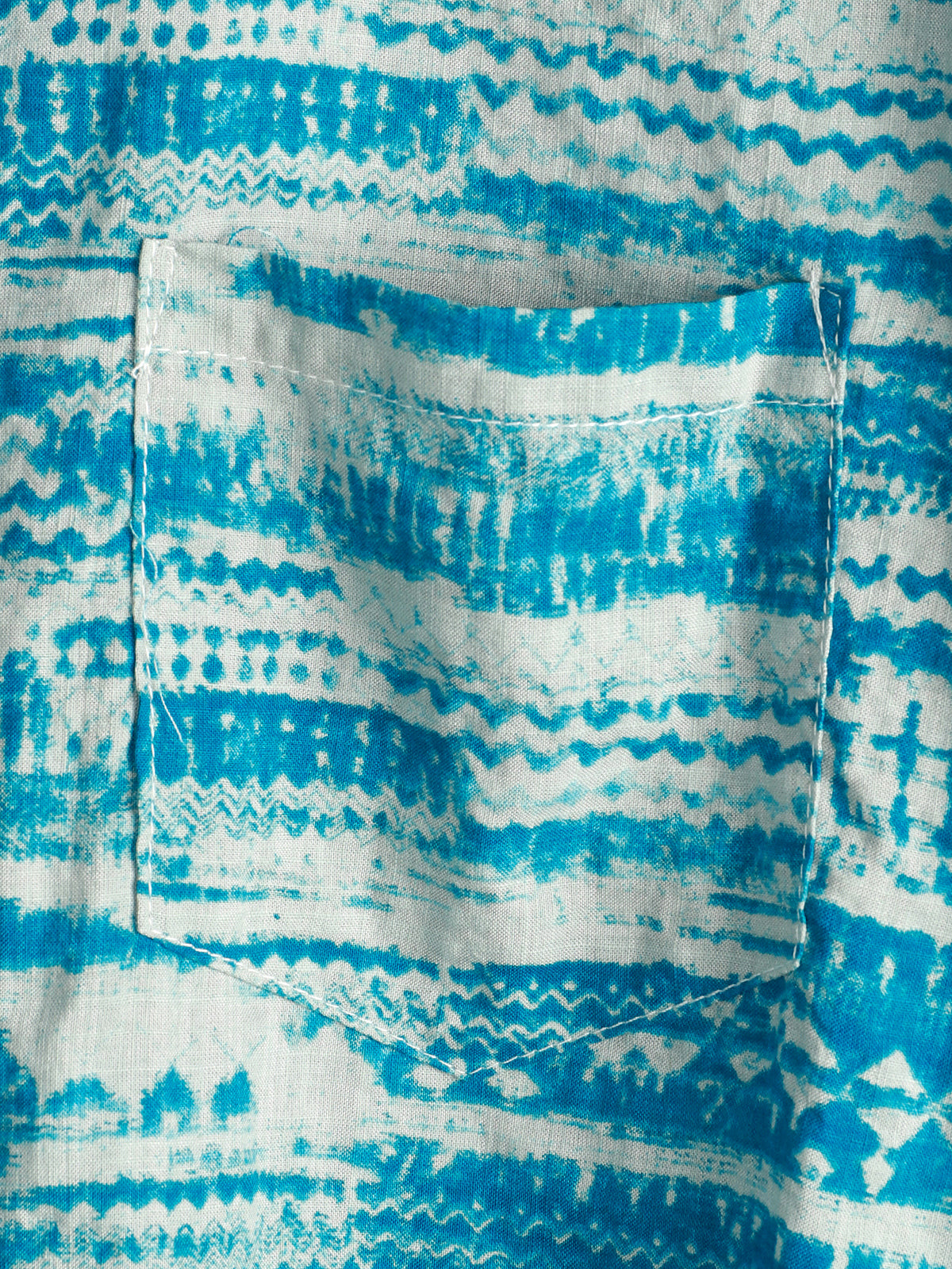 Camisa Blue vintage Pocket Holiday Summer de manga corta Button para hombre