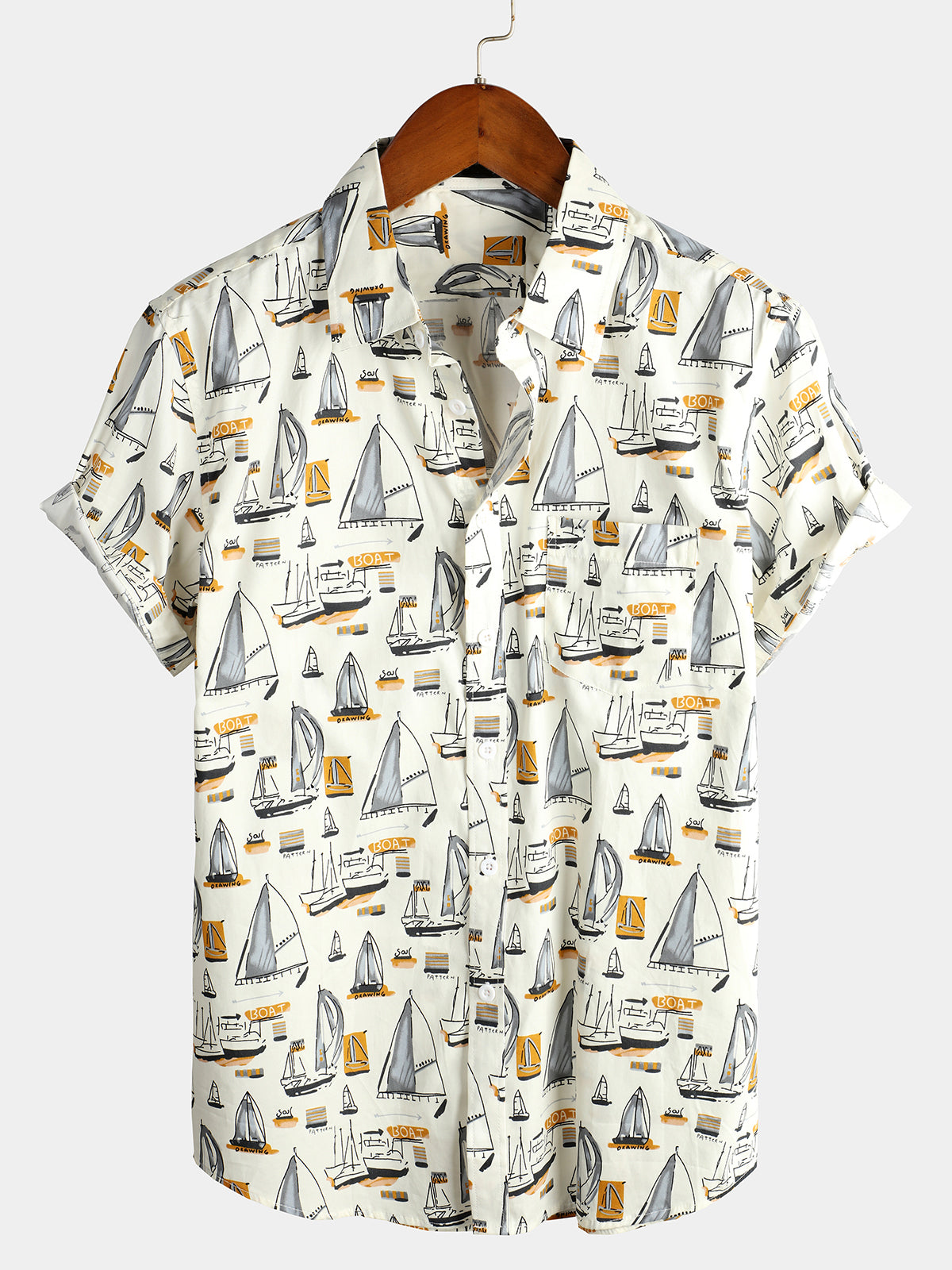 Camisa casual Holiday de algodón Pocket de manga corta para hombre