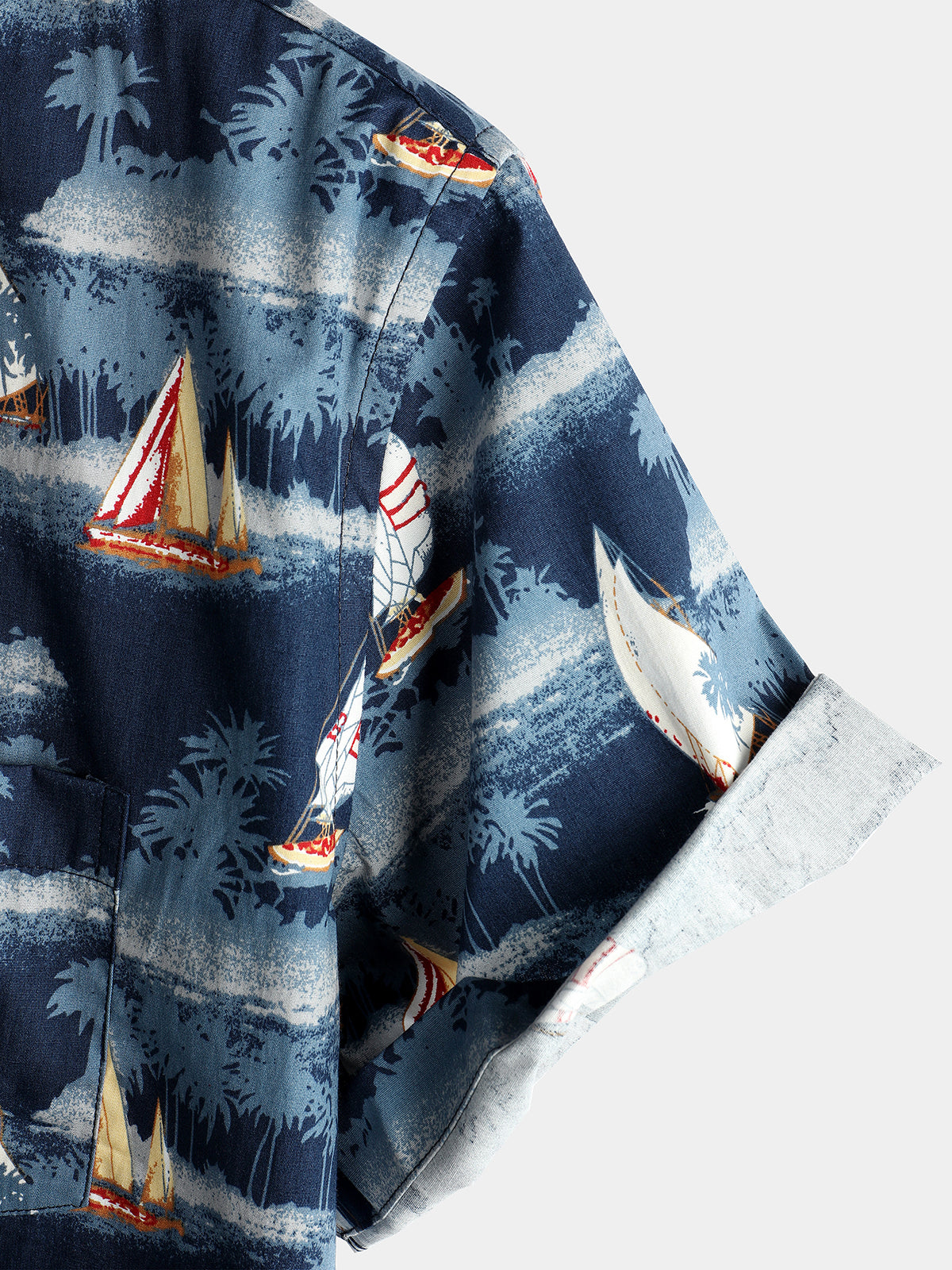 Camisa casual Holiday de algodón Pocket de manga corta para hombre