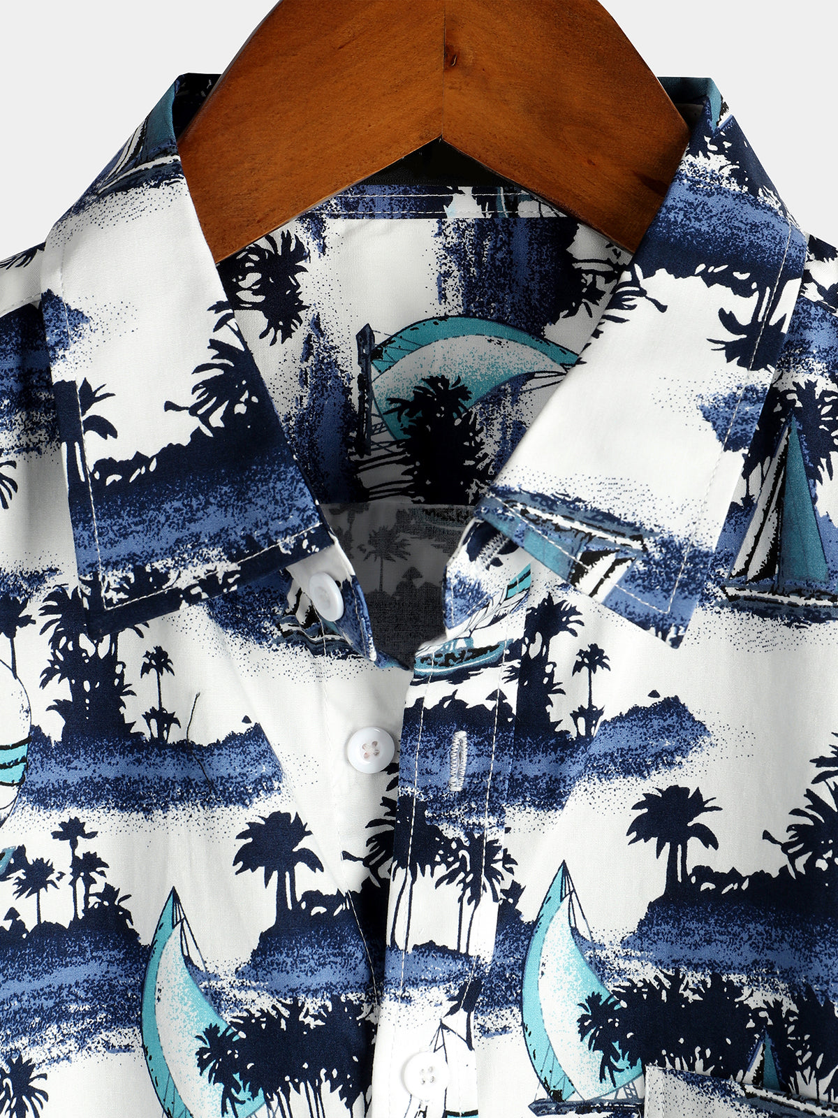 Camisa casual Hawaiian Pocket de manga corta para hombre