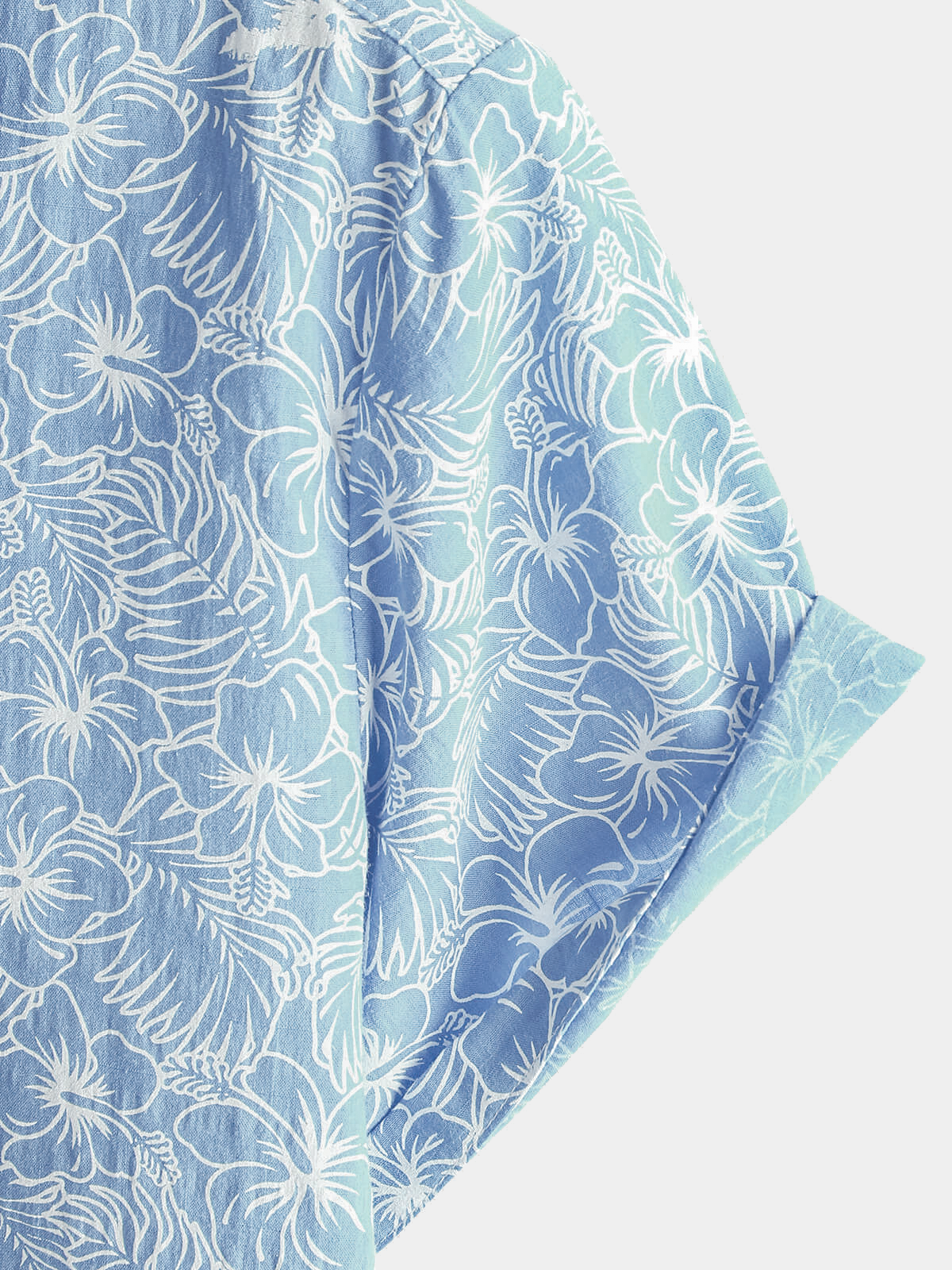 Camisa de algodón floral Holiday Flower estampado Button Up Beach Light Blue Hawaiian de manga corta para hombre
