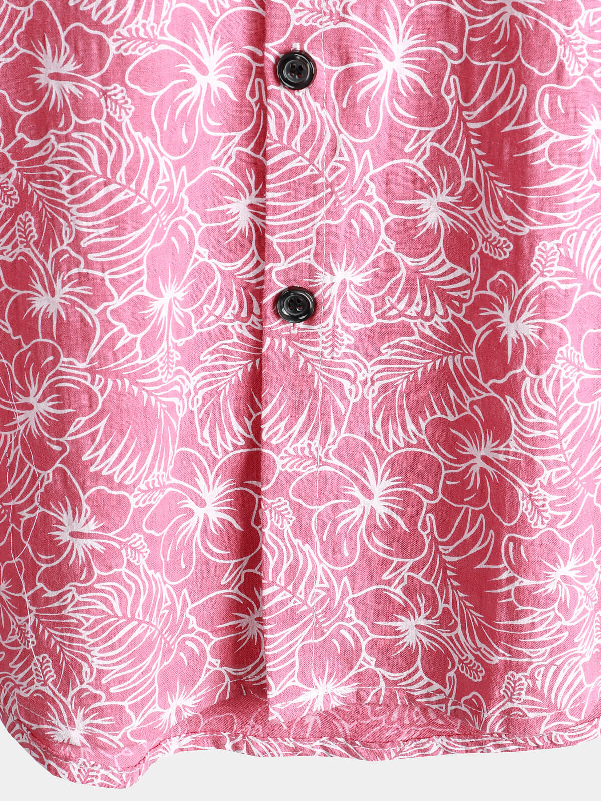 Camisa de algodón floral Holiday Flower estampado Button Up Beach Pink Hawaiian de manga corta para hombre