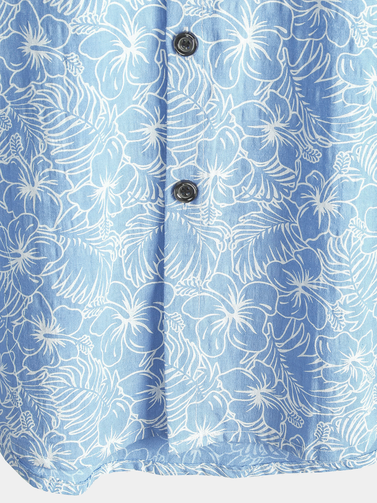 Camisa de algodón floral Holiday Flower estampado Button Up Beach Light Blue Hawaiian de manga corta para hombre