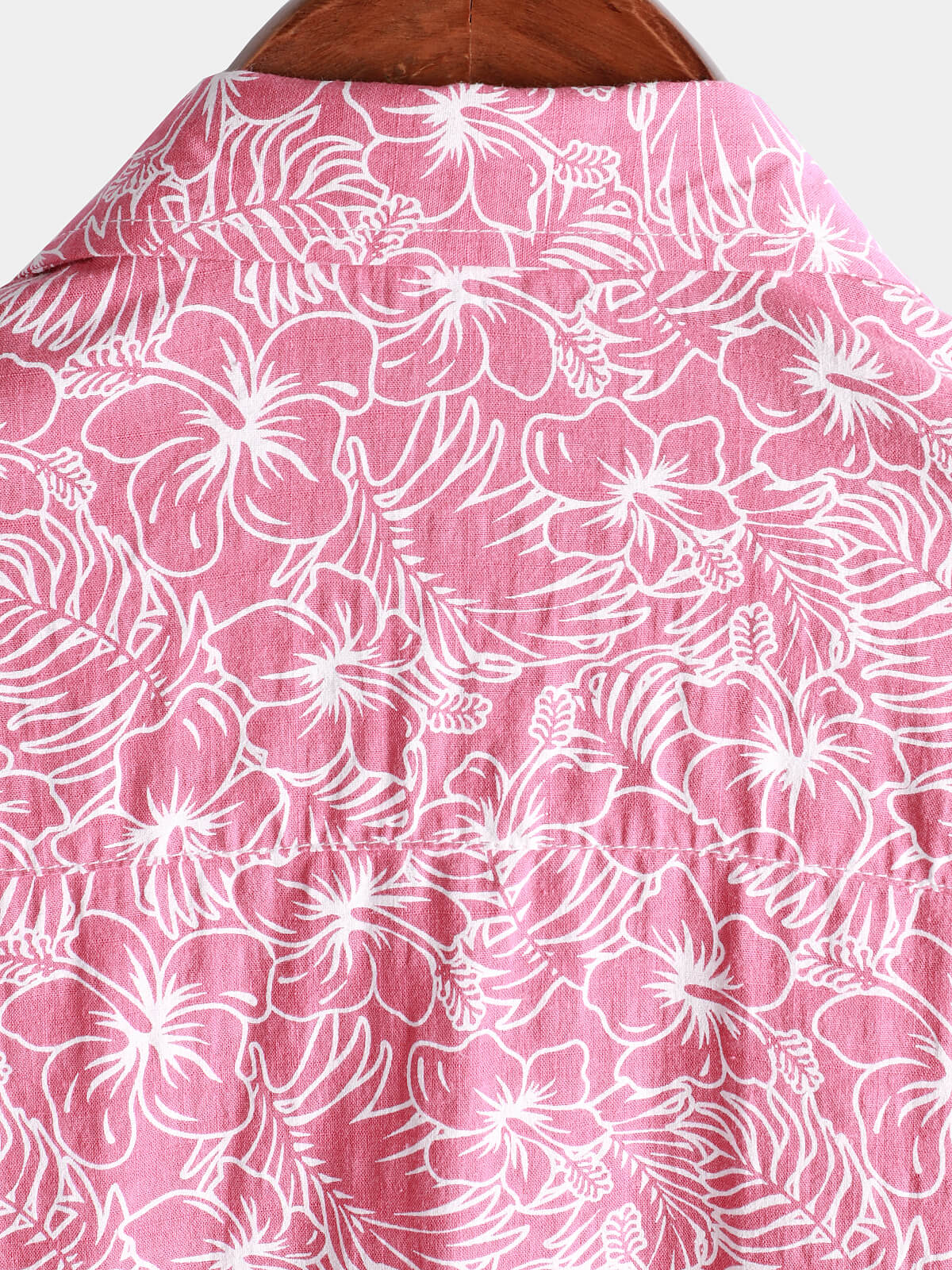 Camisa de algodón floral Holiday Flower estampado Button Up Beach Pink Hawaiian de manga corta para hombre