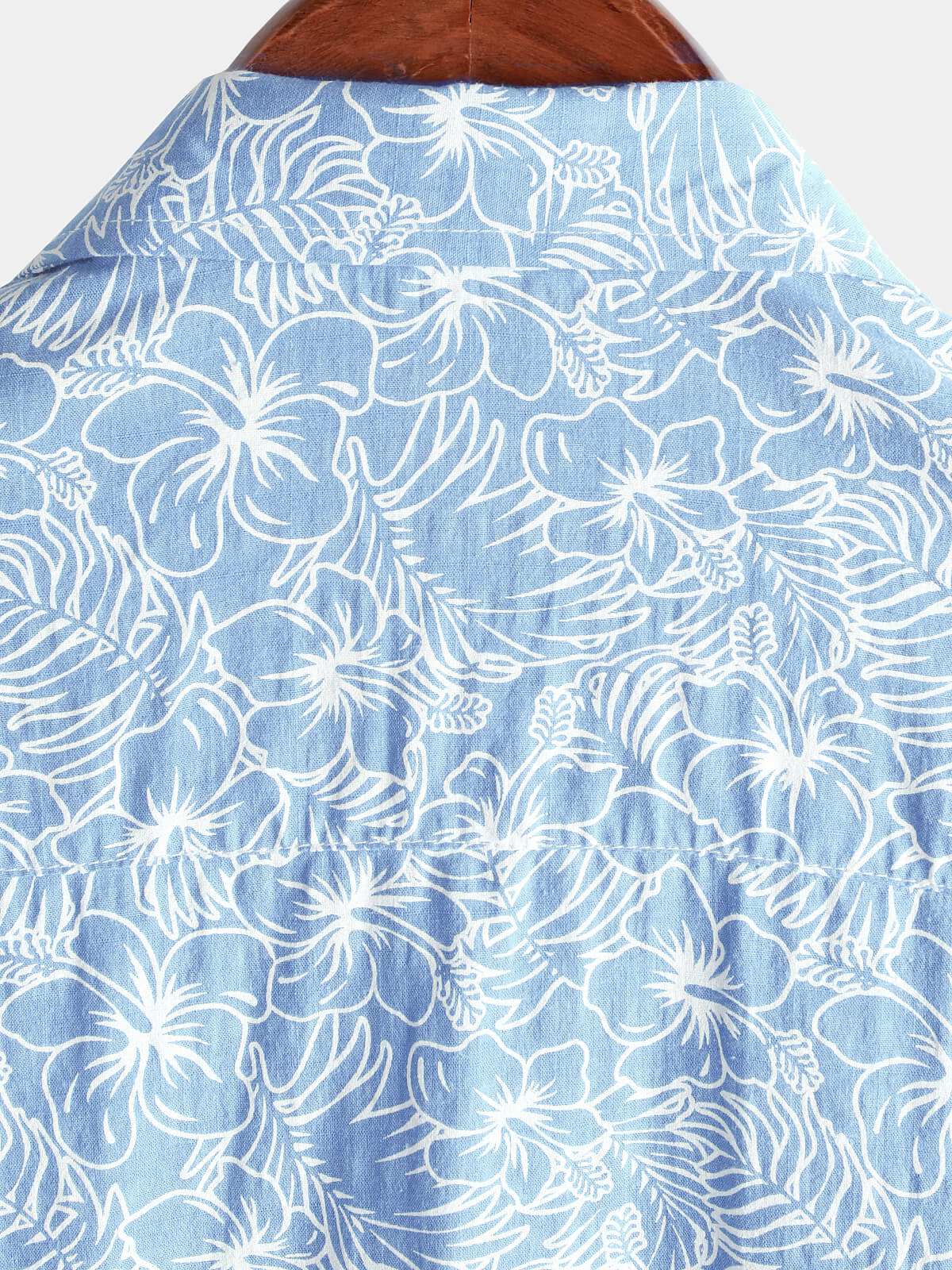 Camisa de algodón floral Holiday Flower estampado Button Up Beach Light Blue Hawaiian de manga corta para hombre