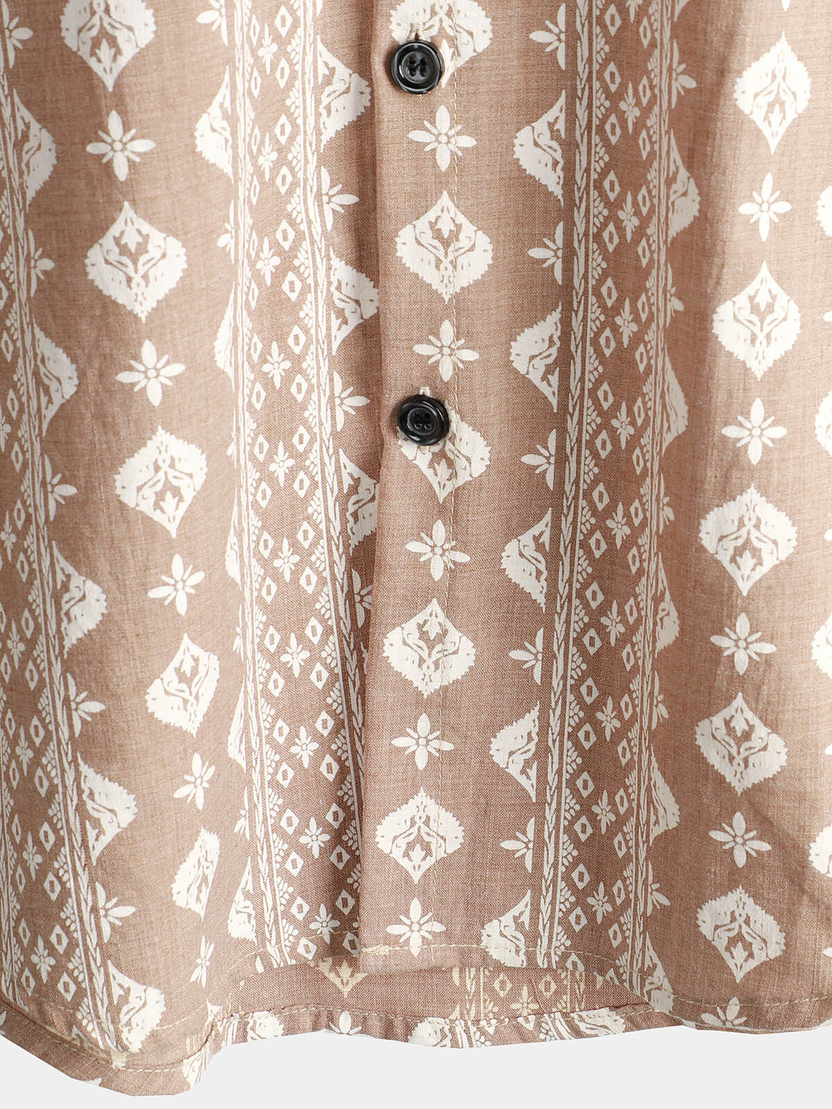 Camisa de algodón retro Button Up 70s Brown a rayas vintage de manga corta para hombre