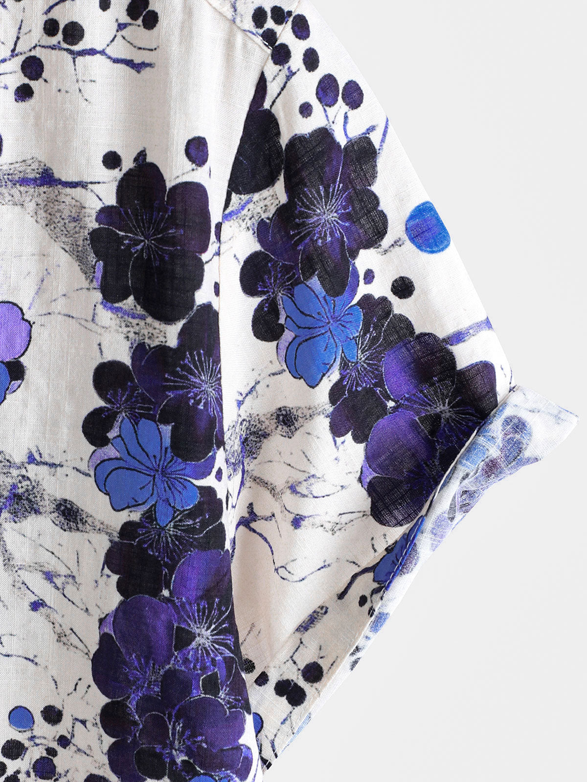 Camisa retro Blue Blossom Summer Holiday de manga corta para hombre