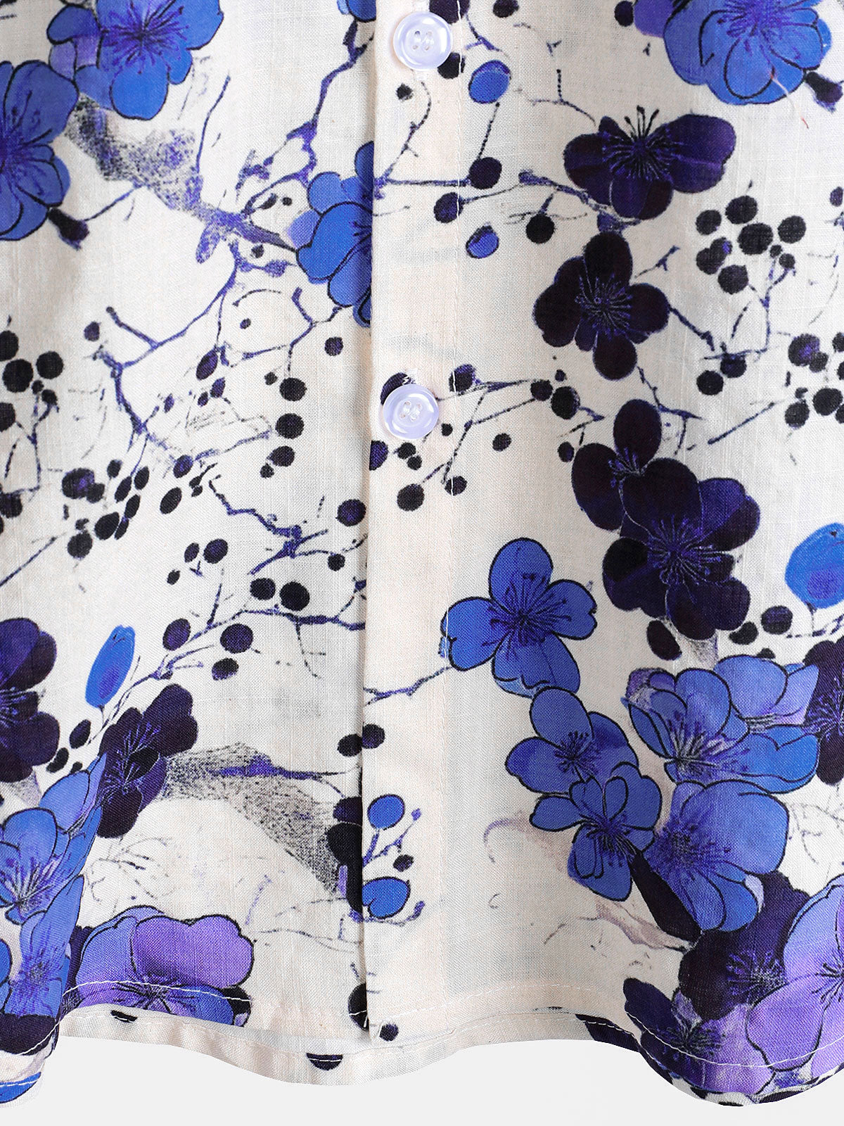 Camisa retro Blue Blossom Summer Holiday de manga corta para hombre