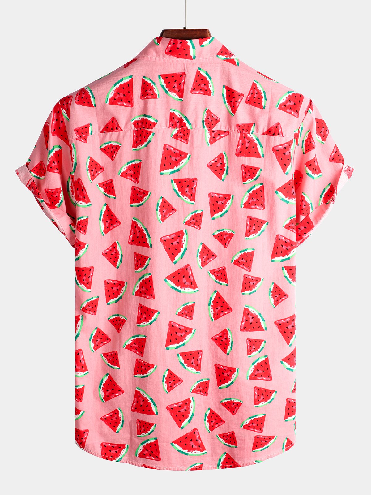Camisa Pink Watermelon estampado de manga corta para hombre