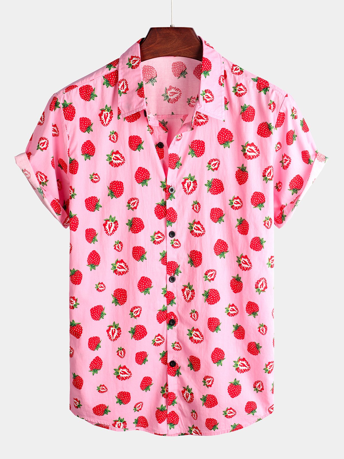 Camisa Strawberry estampado de manga corta para hombre