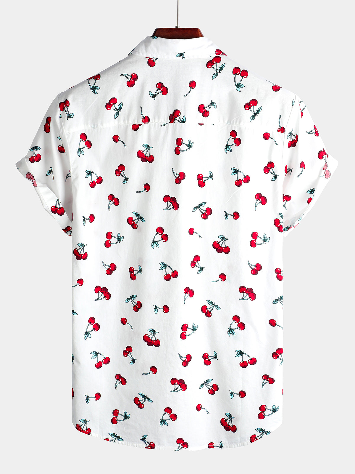 Camisa Cherry estampado de manga corta para hombre