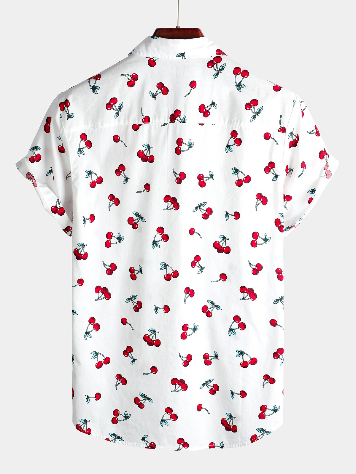 Camisa Cherry floral estampado Tropical Hawaii de algodón para hombre