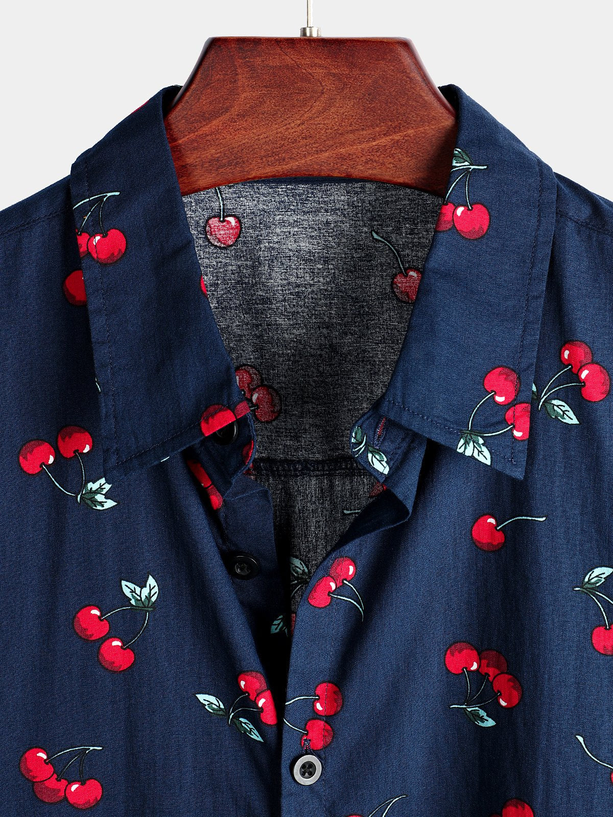 Camisa Cherry estampado de manga corta para hombre