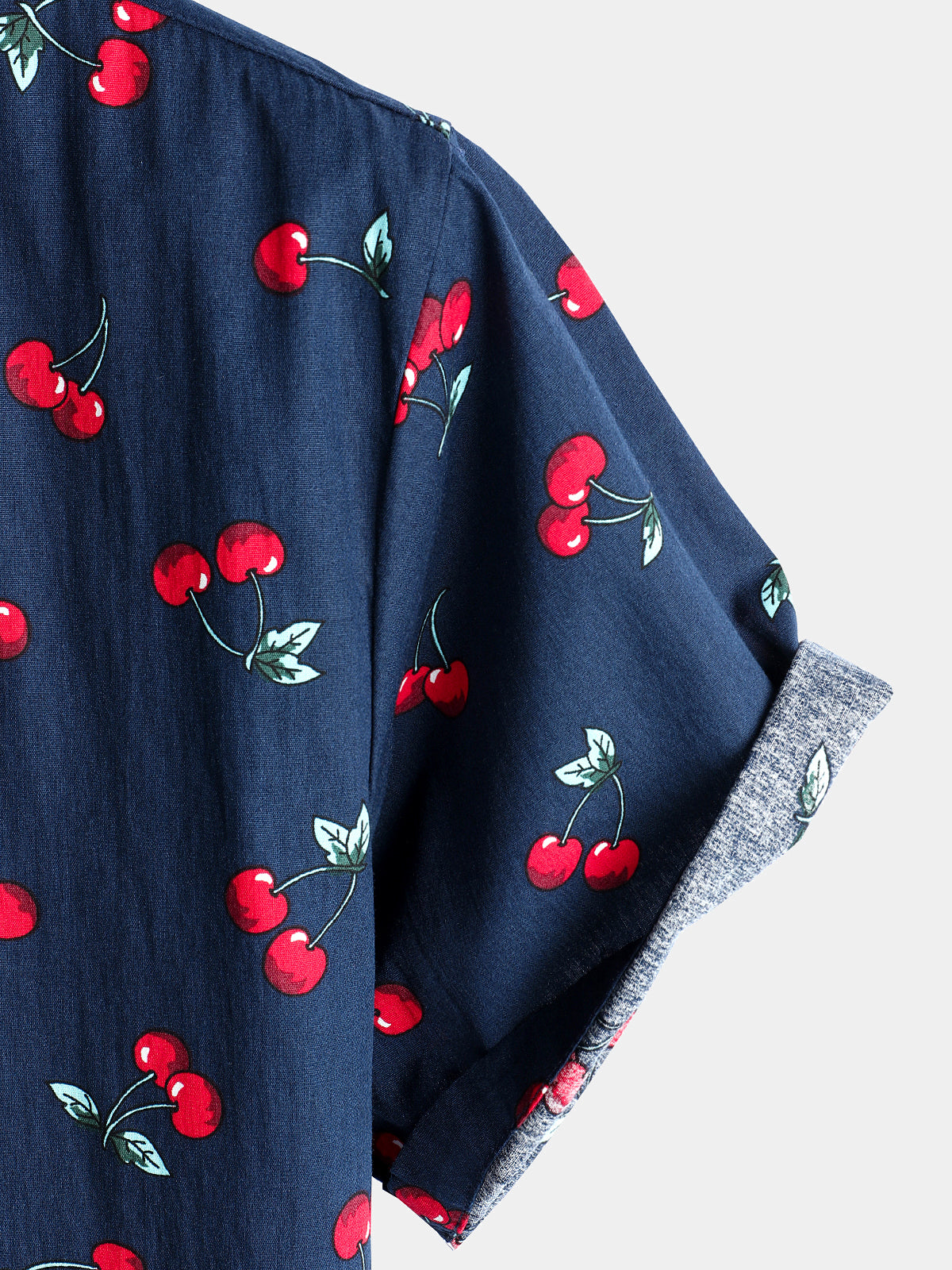 Camisa Cherry floral estampado Tropical Hawaii de algodón para hombre