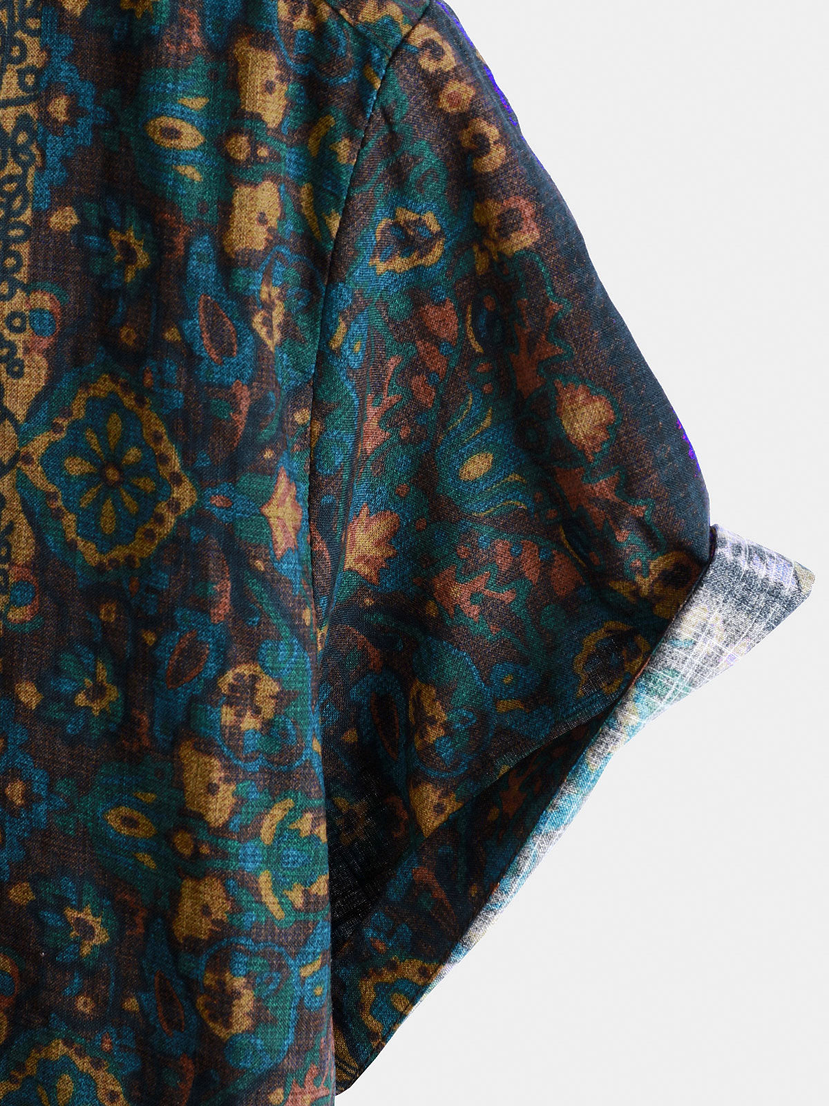 Camisa Boho retro floral estampado a rayas para hombre