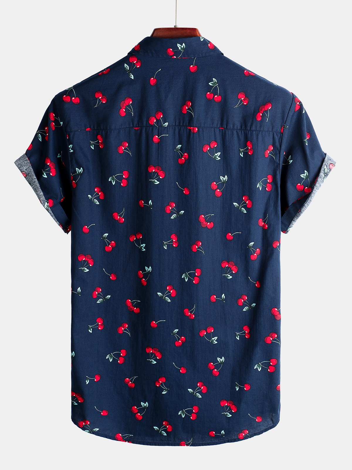 Camisa Cherry floral estampado Tropical Hawaii de algodón para hombre