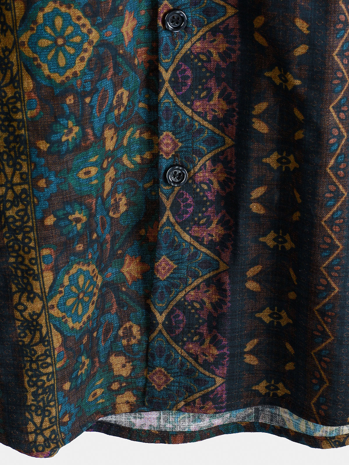 Camisa Boho retro floral estampado a rayas para hombre