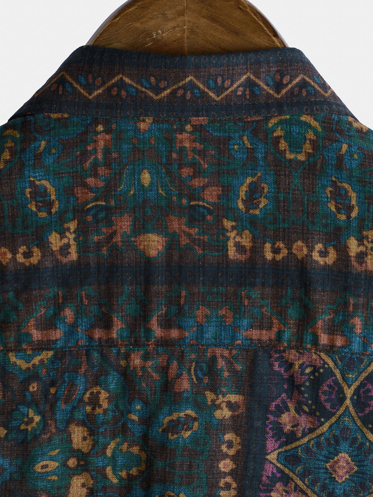 Camisa Boho retro floral estampado a rayas para hombre