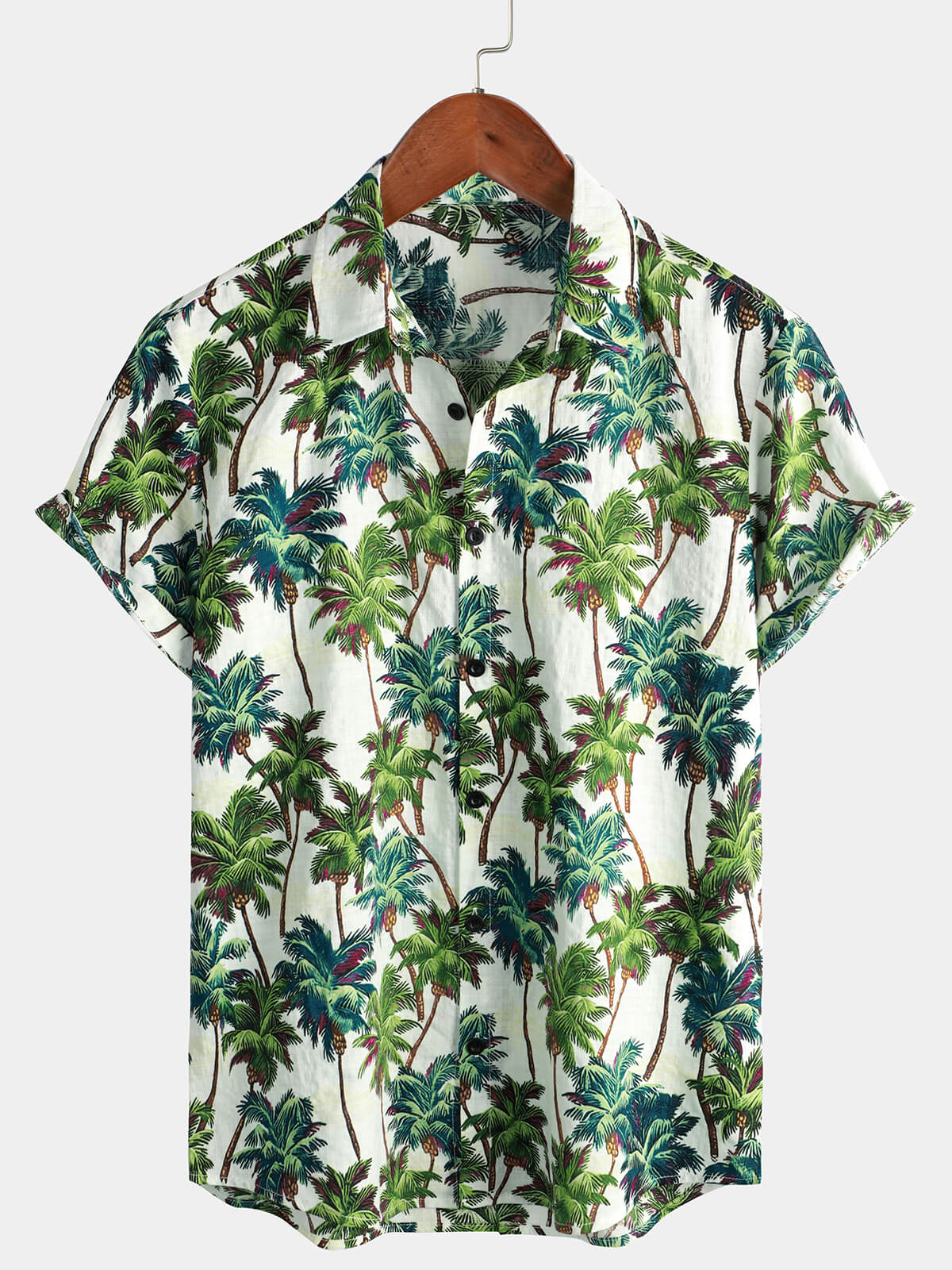 Camisa Tropical floral estampado Summer de manga corta Palm Tree vintage Hawaiian para hombre