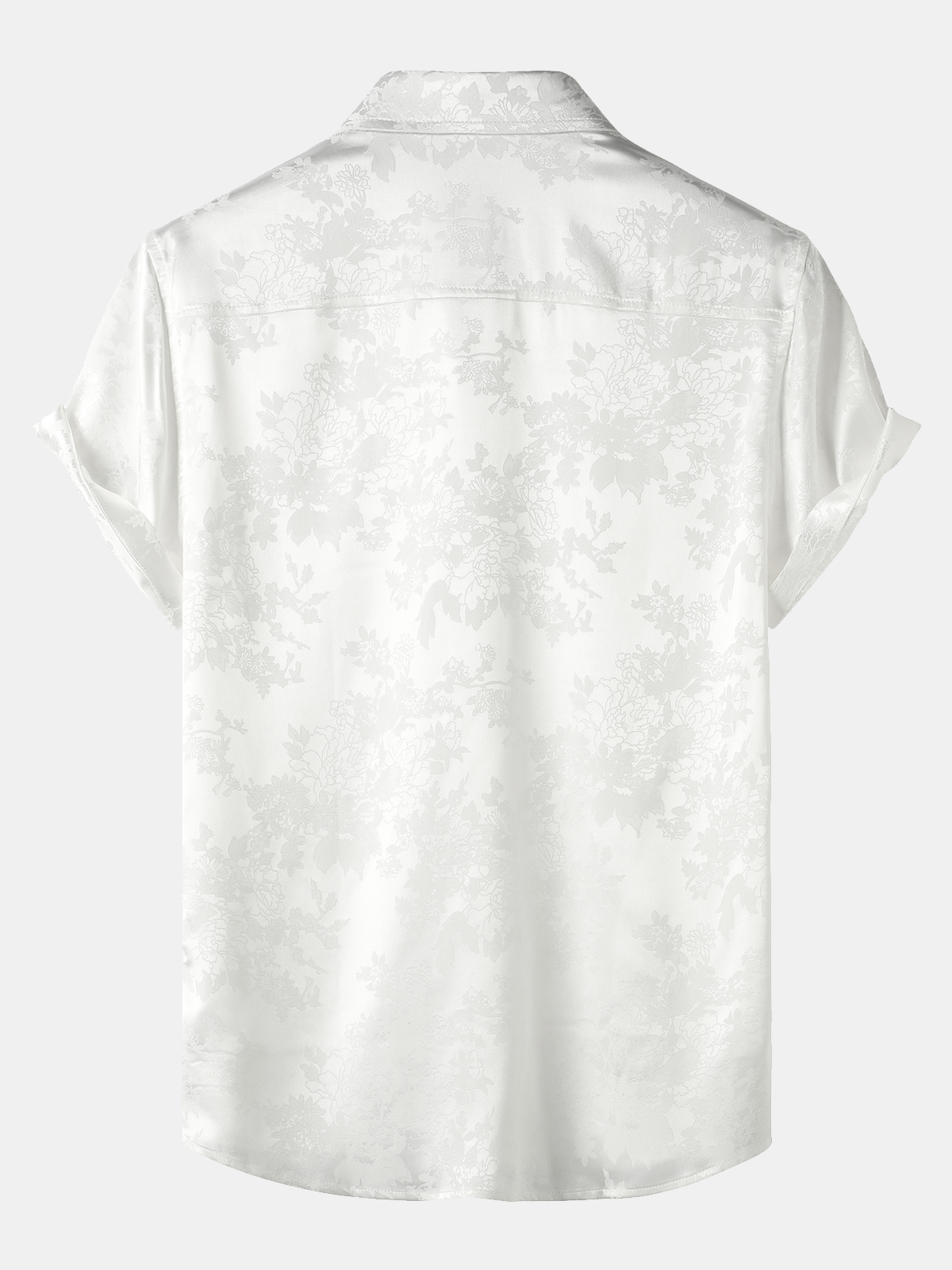 Camisa Jacquard Pocket Silky Satin floral de manga corta para hombre
