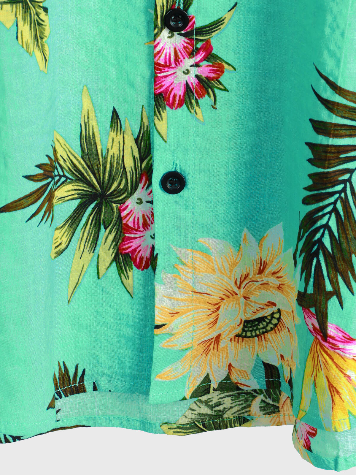 Camisa casual Tropical floral estampado Light Green Hawaiian Holiday de manga corta para hombre