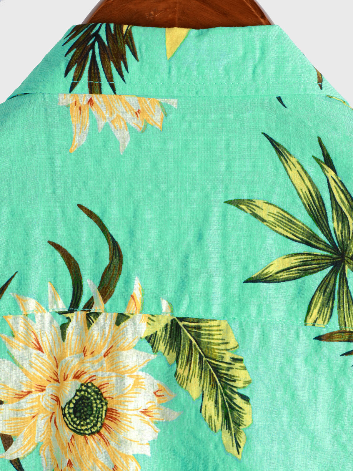 Camisa casual Tropical floral estampado Light Green Hawaiian Holiday de manga corta para hombre