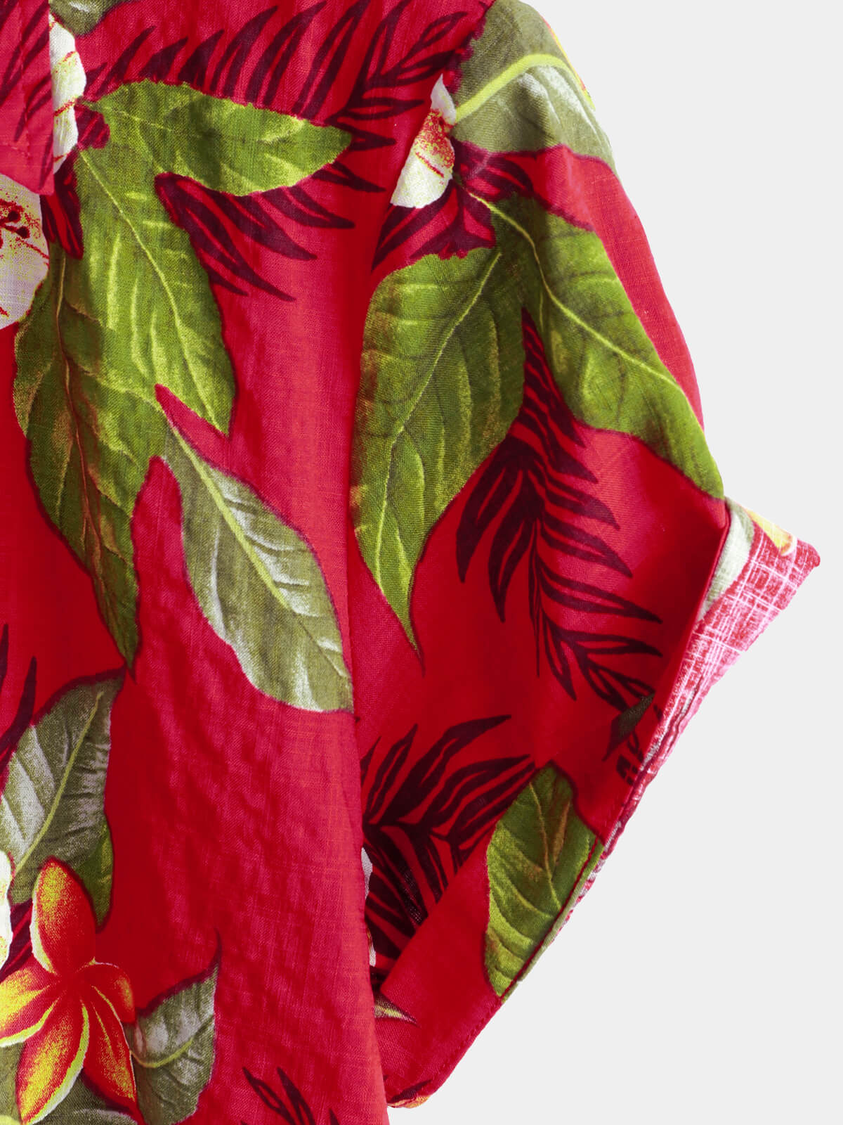 Camisa Red Hawaiian Summer Tropical floral estampado Button Up de manga corta para hombre