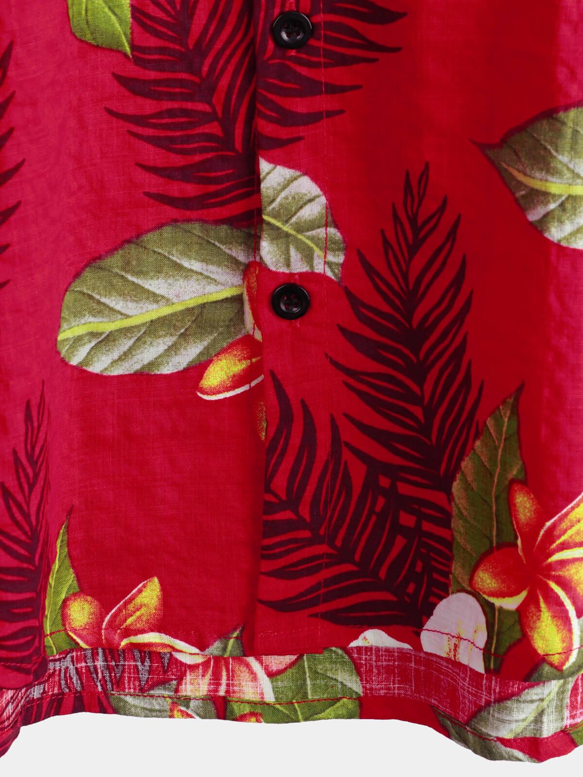 Camisa Red Hawaiian Summer Tropical floral estampado Button Up de manga corta para hombre