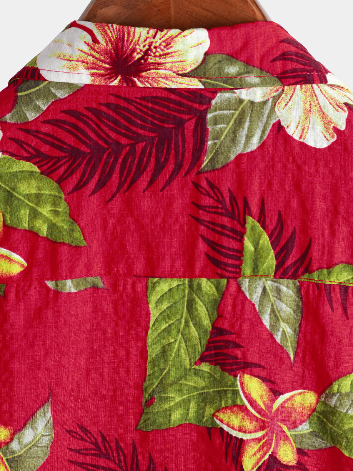 Camisa Red Hawaiian Summer Tropical floral estampado Button Up de manga corta para hombre
