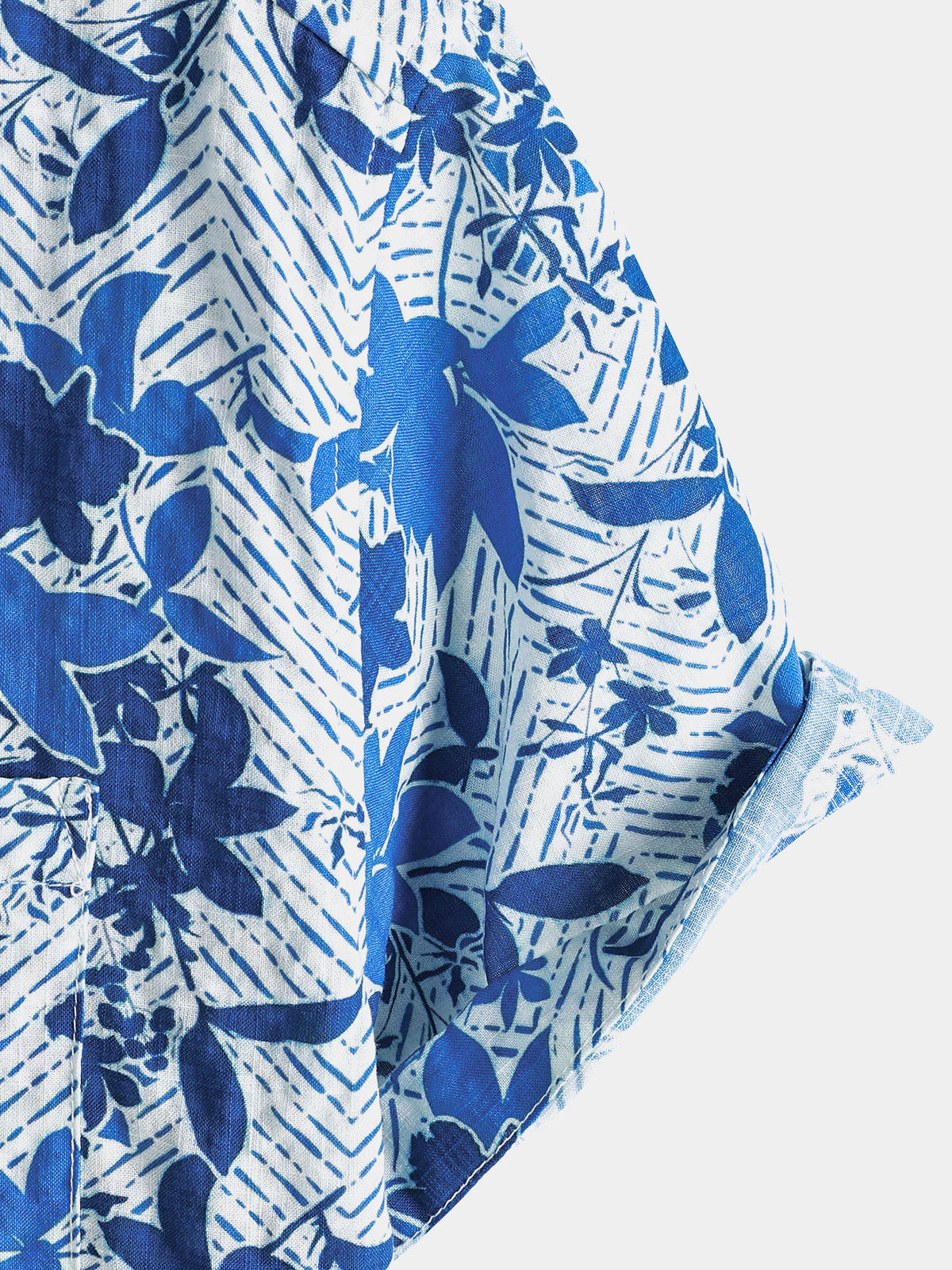 Camisa Hawaiian Beach Blue floral estampado transpirable Lightweight Chest Pocket de manga corta para hombre