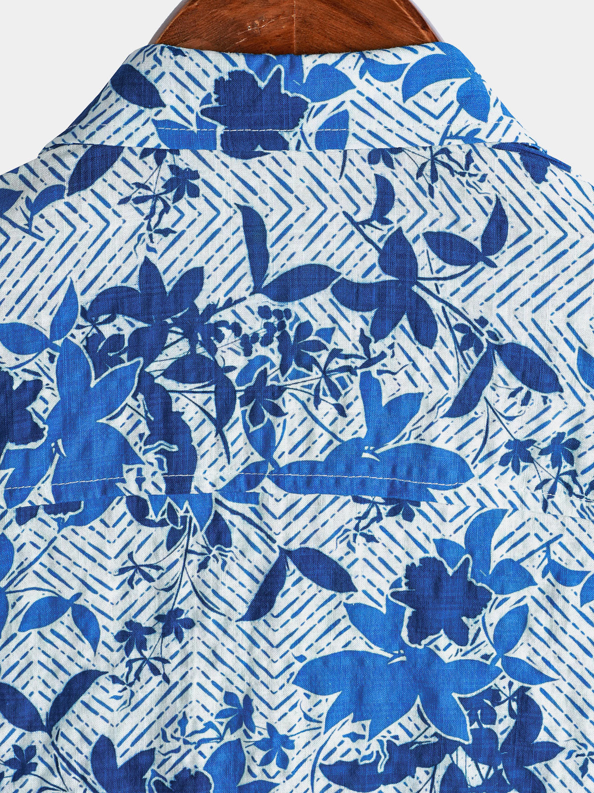 Camisa Hawaiian Beach Blue floral estampado transpirable Lightweight Chest Pocket de manga corta para hombre