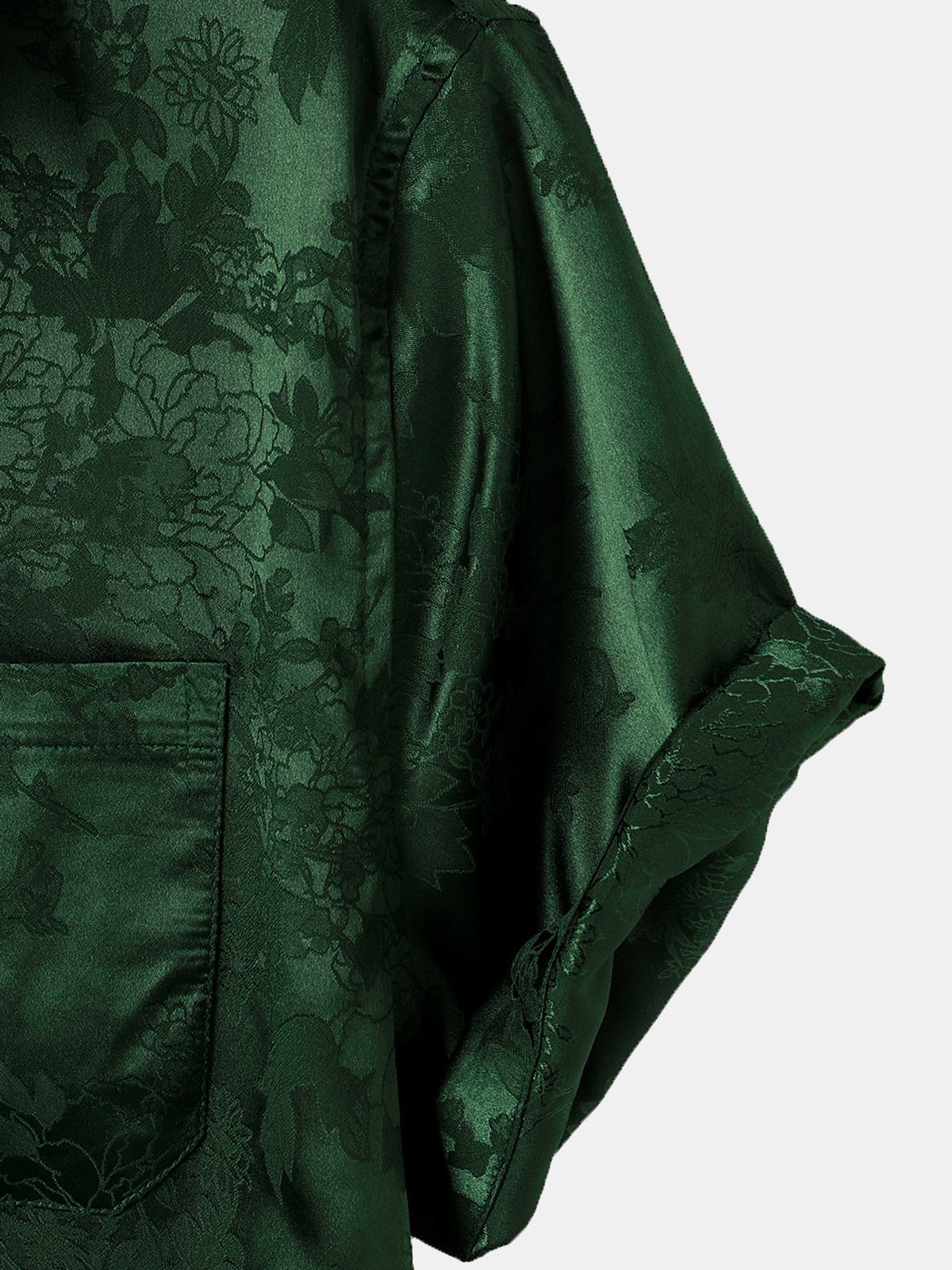 Camisa Jacquard Pocket Silky Satin floral de manga corta para hombre