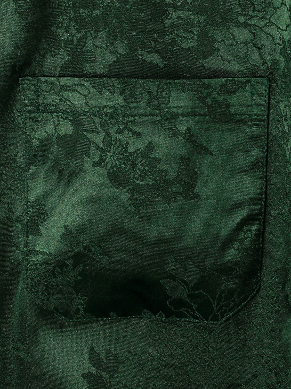 Camisa Jacquard Pocket Silky Satin floral de manga corta para hombre