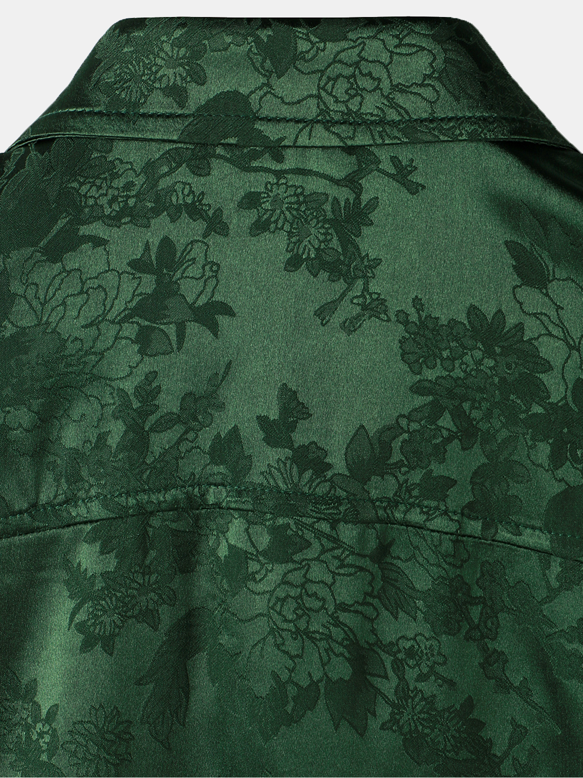 Camisa Jacquard Pocket Silky Satin floral de manga corta para hombre