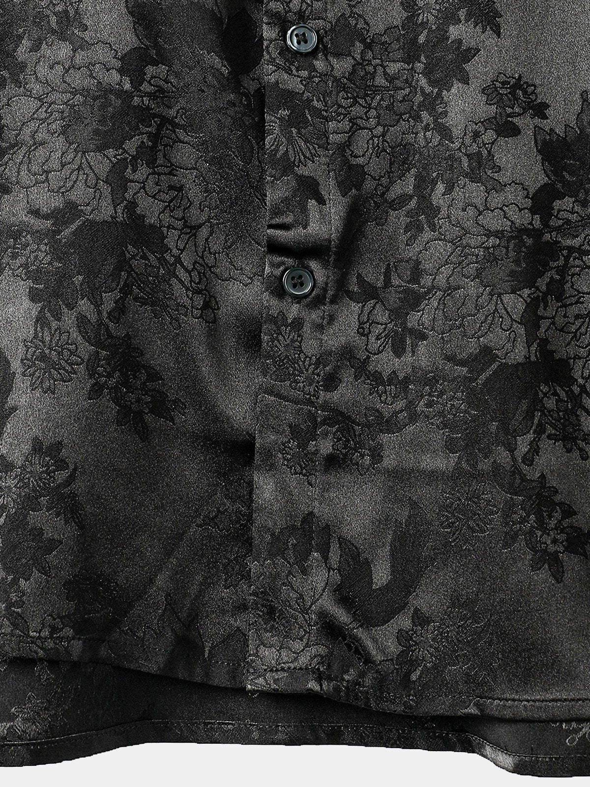 Camisa casual Jacquard Silky Satin floral Pocket de manga corta para hombre