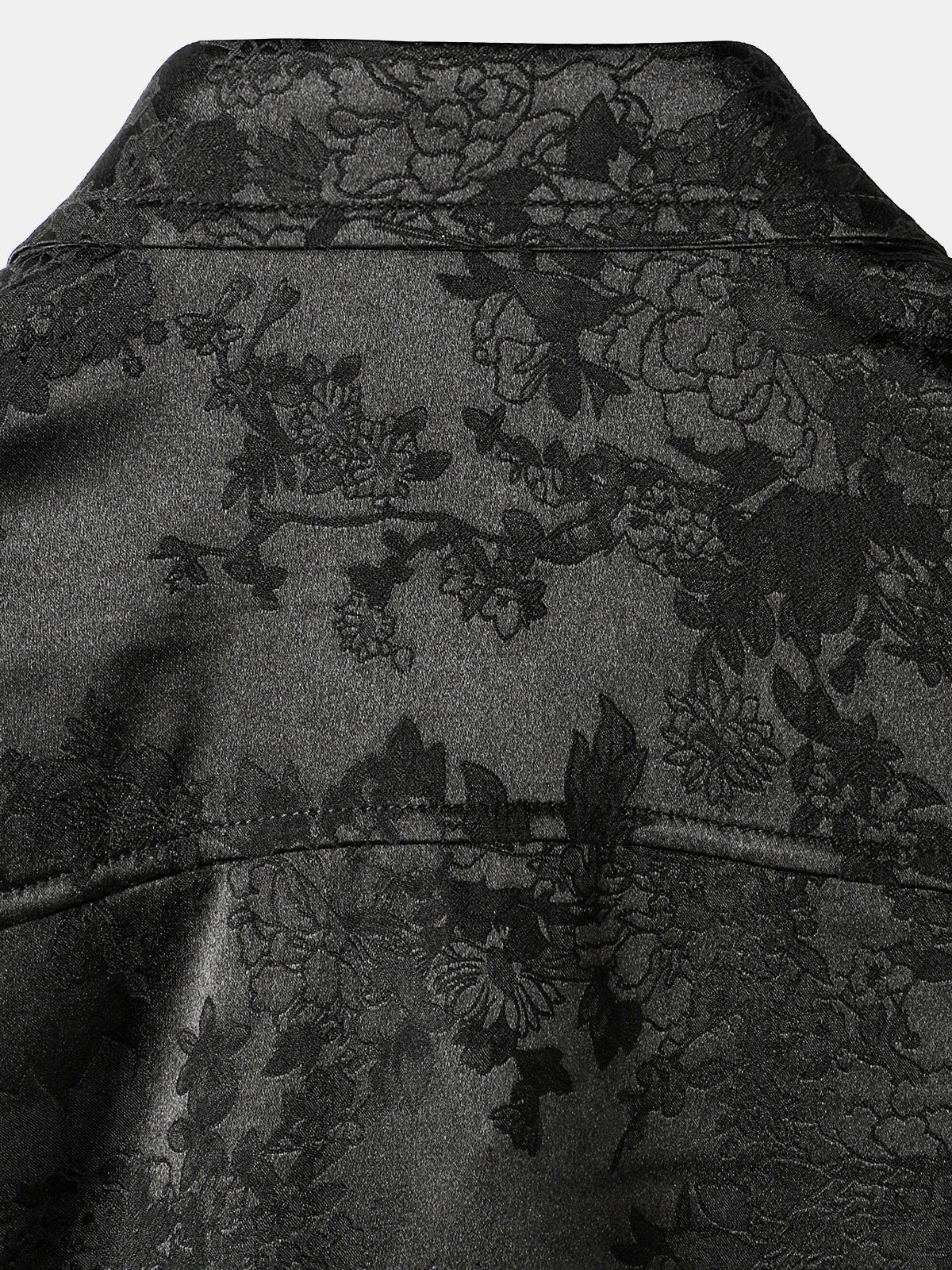 Camisa casual Jacquard Silky Satin floral Pocket de manga corta para hombre