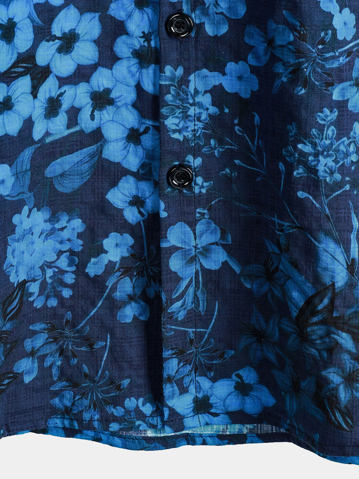 Camisa Hawaiian vintage Dark Blue floral estampado Chest Pocket de manga corta para hombre