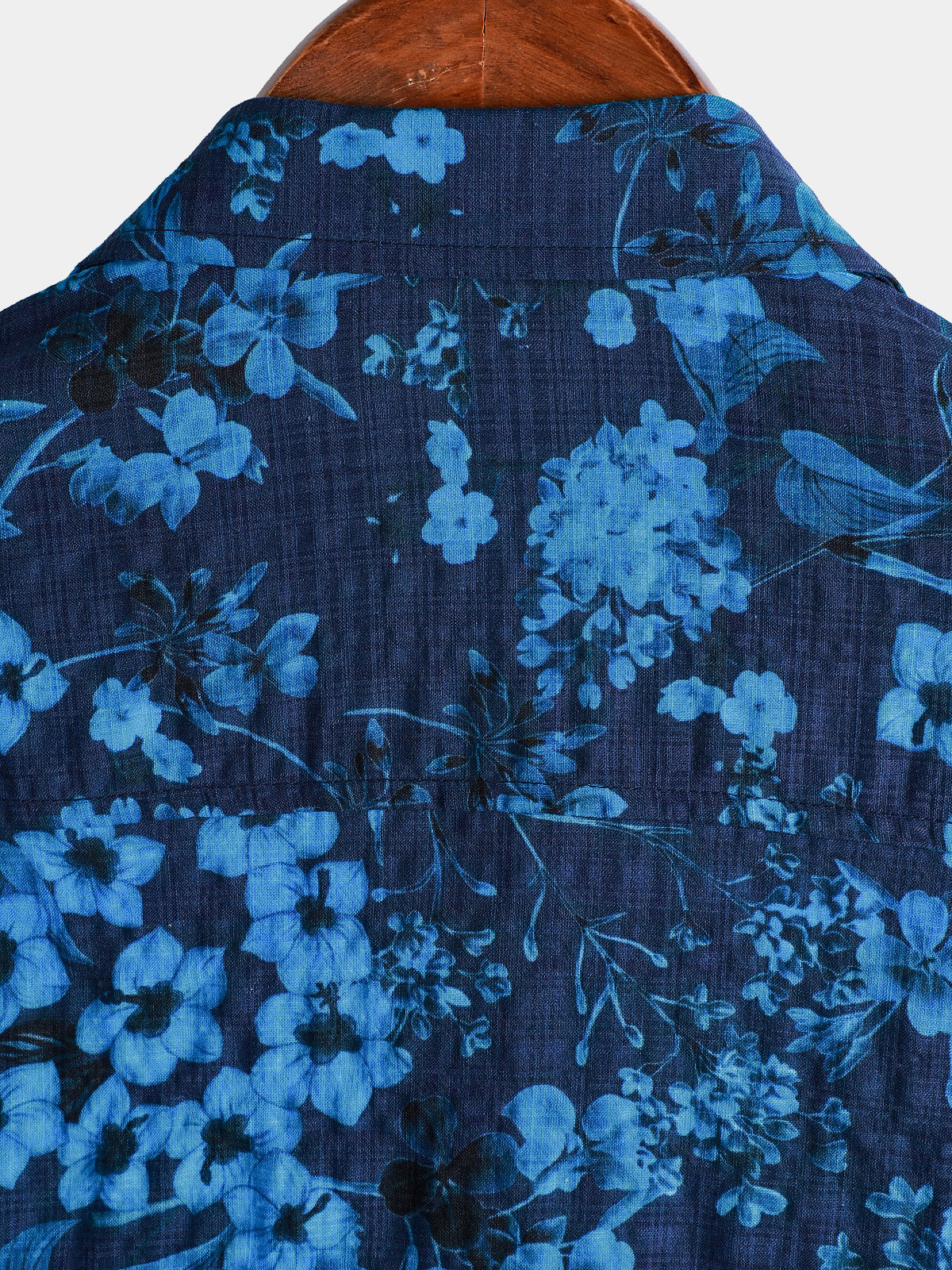 Camisa Hawaiian vintage Dark Blue floral estampado Chest Pocket de manga corta para hombre