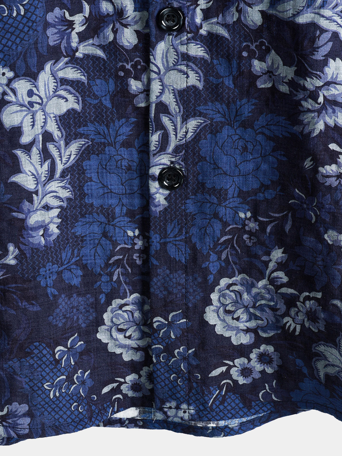 Camisa Hawaiian Blue floral estampado transpirable Lightweight de algodón Chest Pocket de manga corta para hombre