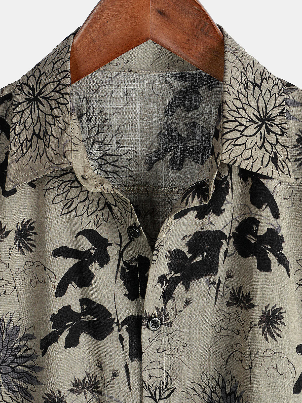 Camisa retro Flower estampado floral Button Up vintage Holiday de manga corta para hombre