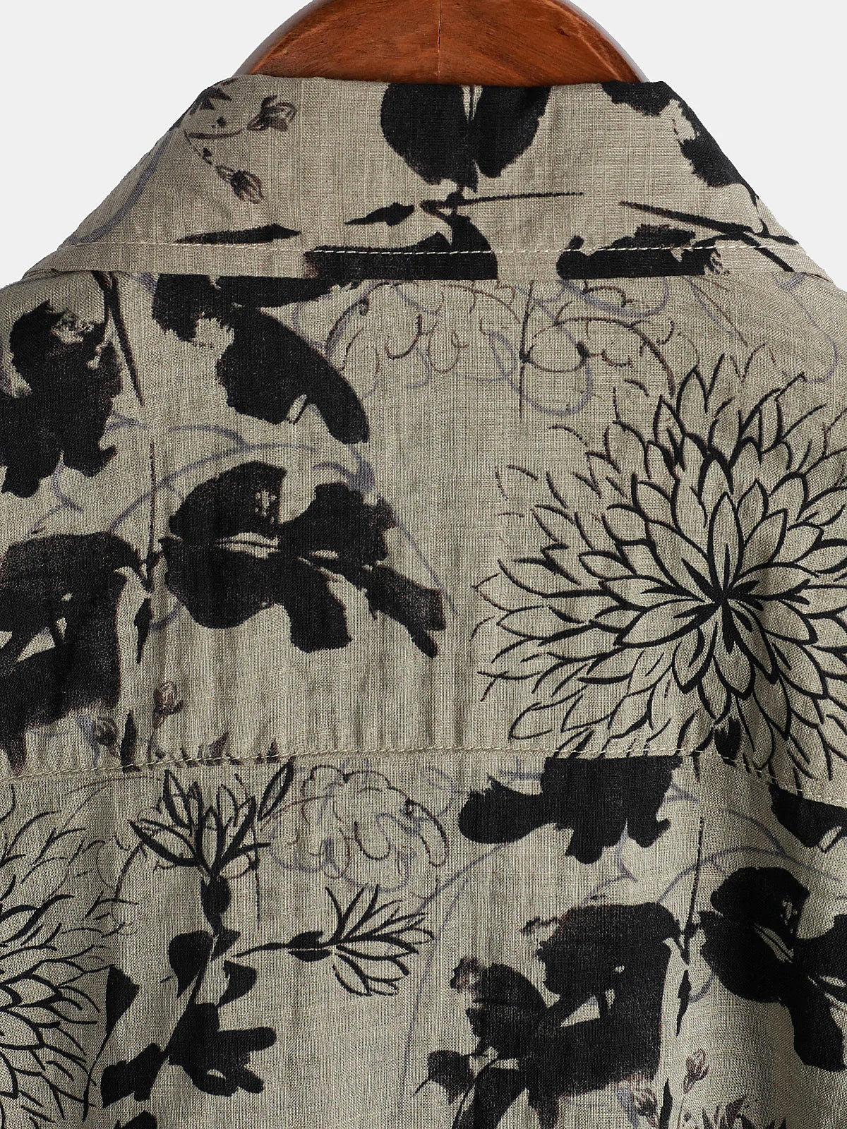 Camisa retro Flower estampado floral Button Up vintage Holiday de manga corta para hombre